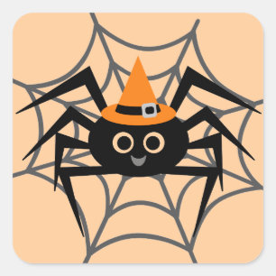 Sticker Carré Araignée d'Halloween en maillots et cadeaux Web
