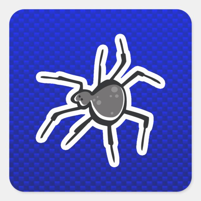 Sticker Carré Araignée mignonne ; Bleu (Devant)
