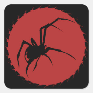 Sticker Carré Araignée noire