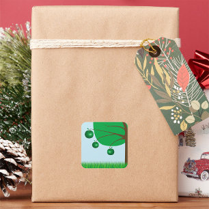 Sticker Carré Arbre à pomme verte