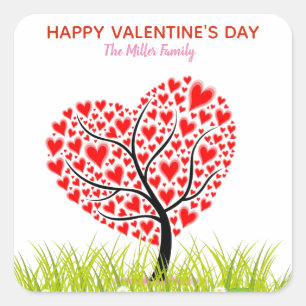 Sticker Carré Arbre cardiaque de la Saint-Valentin