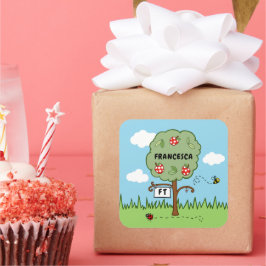Sticker Carré Arbre de célébration personnalisée pour enfants