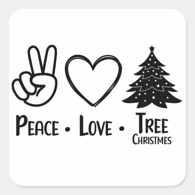 Sticker Carré Arbre de l'amour de la paix Noël (Devant)
