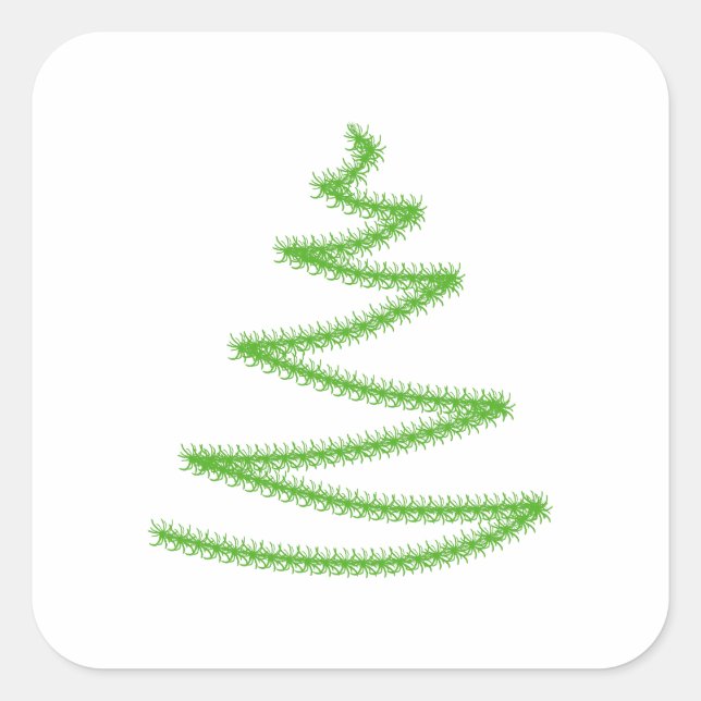 Sticker Carré Arbre de Noël en vert, simple et élégant. (Devant)