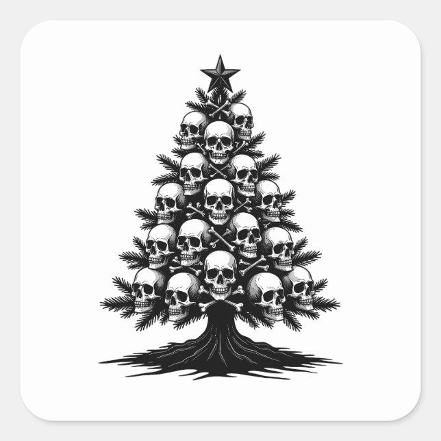 Sticker Carré Arbre de Noël gothique II (Devant)