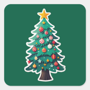 Sticker Carré Arbre de Noël gras