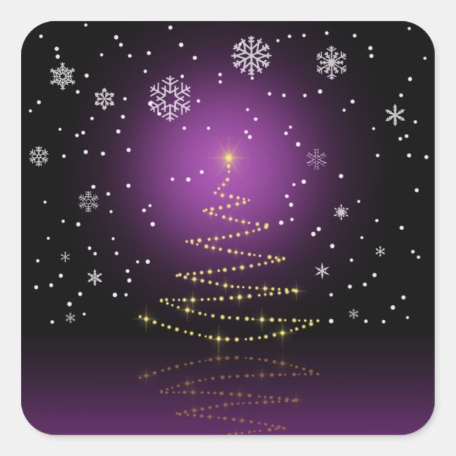 Sticker Carré Arbre de Noël moderne et brillant (Devant)