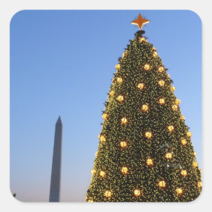 Sticker Carré Arbre de Noël national et monument de Washington