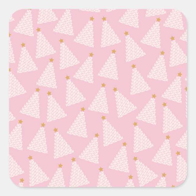Sticker Carré Arbre de Noël rose Motif (Devant)