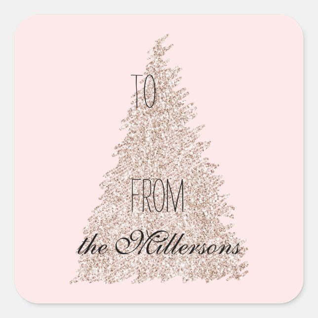 Sticker Carré Arbre de Noël rose vif (Devant)