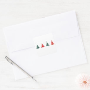 Sticker Carré Arbre de Noël Rouge Green Design