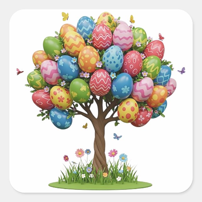 STICKER CARRÉ ARBRE DE PÂQUES (Devant)