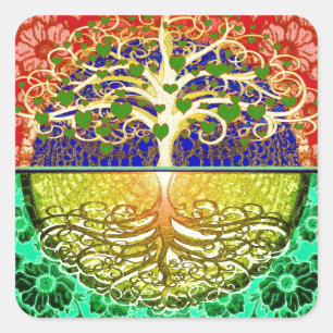 Sticker Carré Arbre de vie Coeur