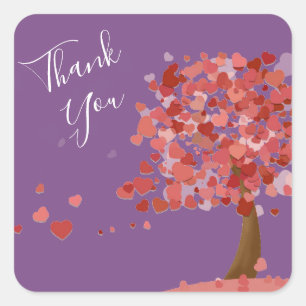 Sticker Carré Arbre des Coeurs merci mignon