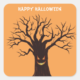Sticker Carré Arbre d'Halloween effrayant