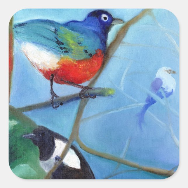 Sticker Carré Arbre plein d'oiseaux 2012 (Devant)