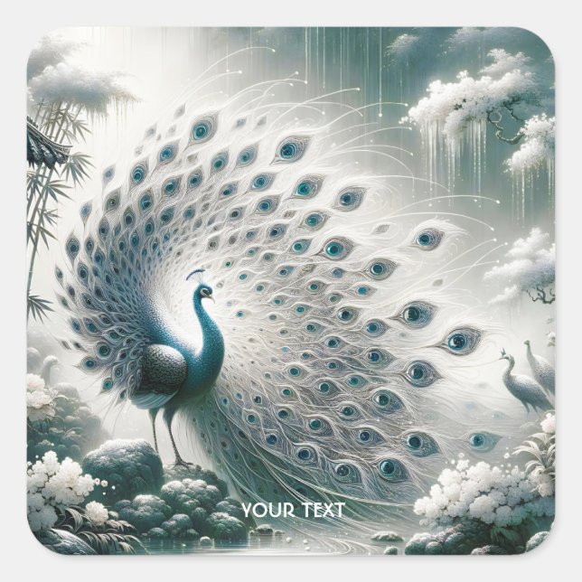 Sticker Carré Arbre pluviale Peacock Imaginaire mou (Devant)
