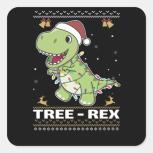 Sticker Carré Arbre Rex Dinosaure Pun T-Rex