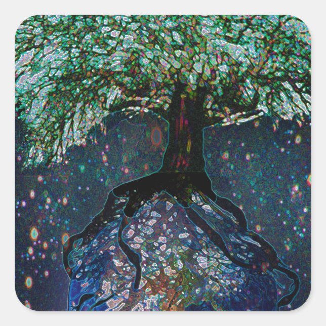 Sticker Carré Arbre terrestre de vie (Devant)