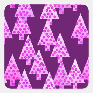 Sticker Carré Arbres de Noël de fleurs modernes - améthyste viol