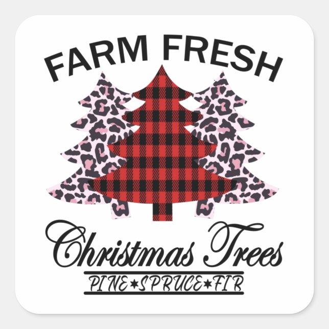 Sticker Carré Arbres de Noël frais de ferme (Devant)