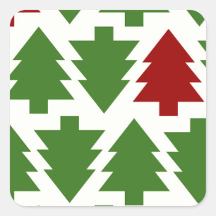 Sticker Carré Arbres de Noël Motif de Fêtes