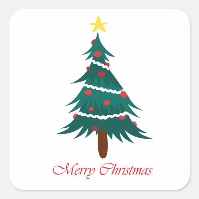 Sticker Carré Arbres de Noël | Vacances de luxe (Devant)