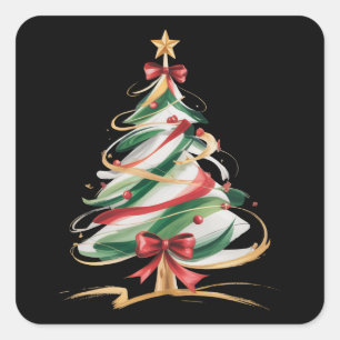 Sticker Carré Arbres gais et lumineux Noël Vacances Hiver