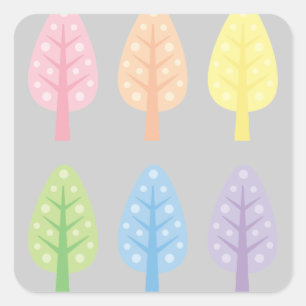 Sticker Carré Arbres lunaires