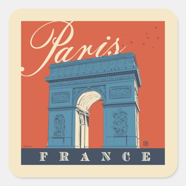 Sticker Carré Arc de Triomphe | Paris, France (Devant)