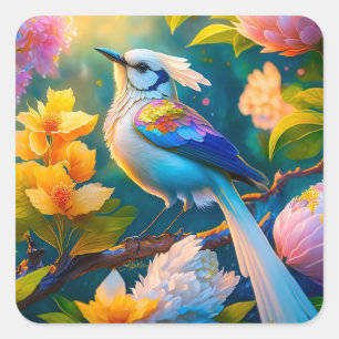 Sticker Carré Arc en arc-en-ciel Jay Imaginaire Bird