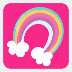 Sticker Carré Arc-en-ciel joliment rose