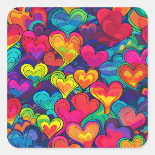 Sticker Carré Arc-en-ciel Sac cadeau