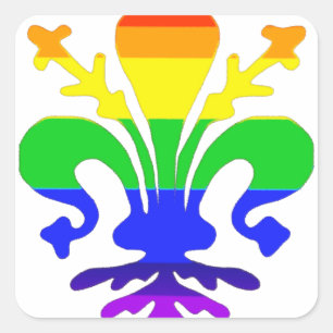 Sticker Carré Arc-en-ciel stylisé Fleur de Lis