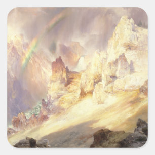Sticker Carré Arc-en-ciel sur Yellowstone, Moran 1900