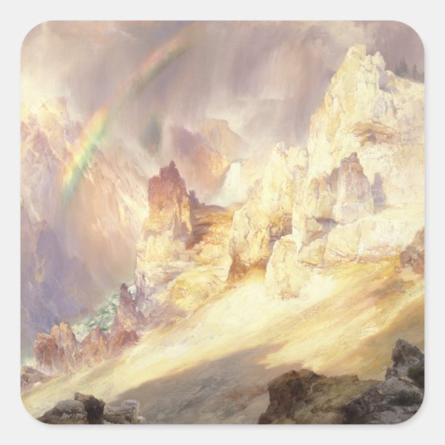 Sticker Carré Arc-en-ciel sur Yellowstone, Moran 1900 (Devant)