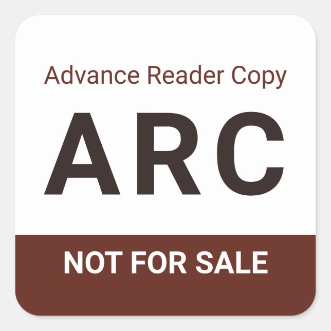Sticker Carré ARC Not for Sale Advance Reader Copy Book Author (Devant)