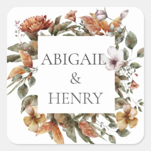 Sticker Carré Arc Romantique d'automne Mariage floral