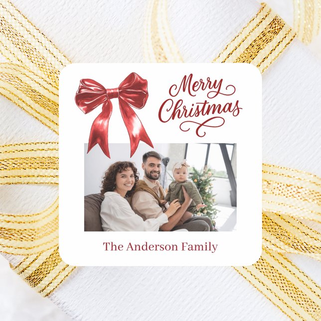 Sticker Carré Arc rouge blanc écriture Noël (Créateur téléchargé)