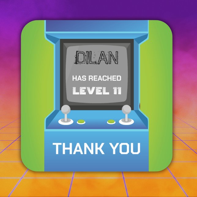 Sticker Carré Arcade anniversaire, invitation d'anniversaire de  (Créateur téléchargé)