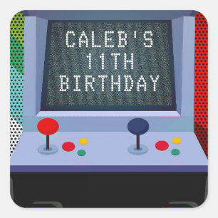 Sticker Carré Arcade Jeu Vidéo Anniversaire Fête Favoriser
