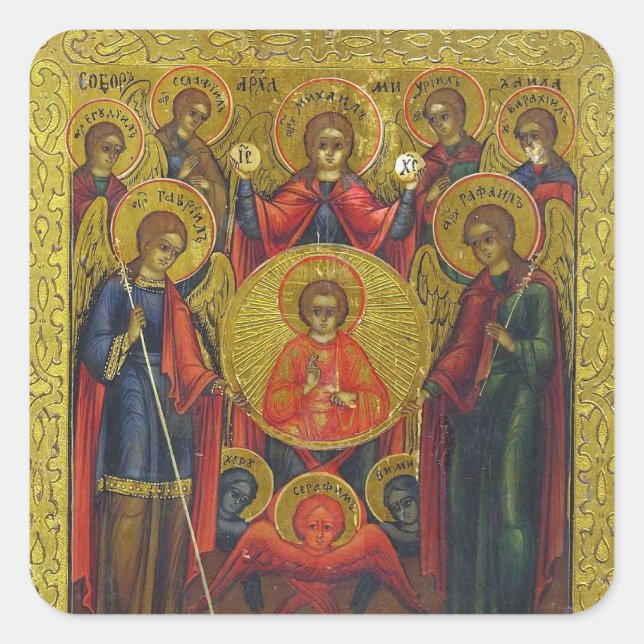 Sticker Carré Archanges Orthodoxe Christian Icône byzantine (Devant)