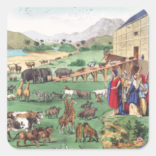 Sticker Carré Arche de Noé avec animaux