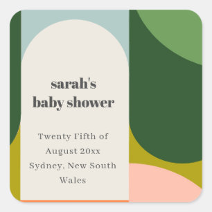 Sticker Carré Arche Super colorée Baby shower Abstrait
