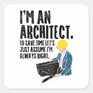 Sticker Carré Architecte - Je suis Architecte