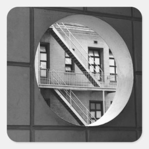 Sticker Carré Architecture Circle & Lignes Photo noir et blanc