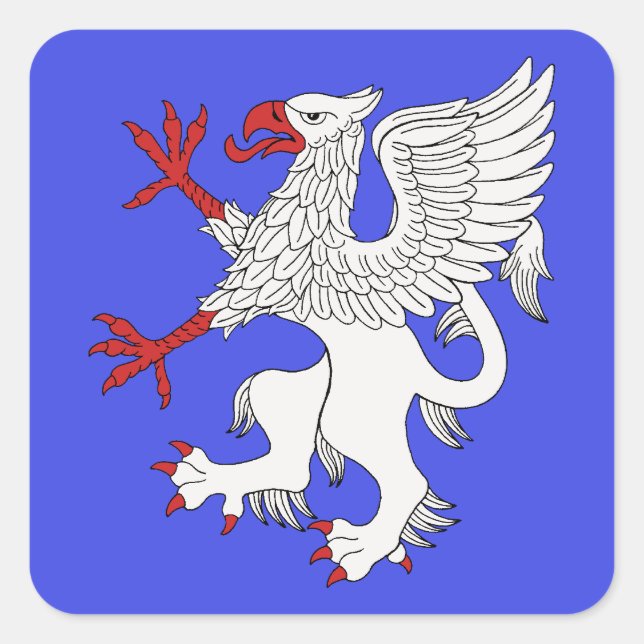 Sticker Carré Argent Griffin Rampant (Devant)