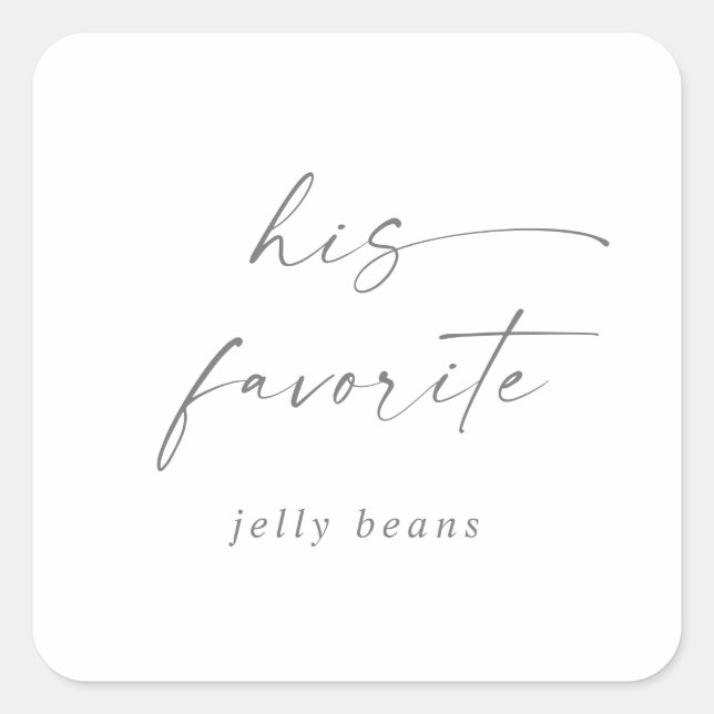Sticker Carré Argent Moderne Script Sa Faveur Mariage Favorite (Devant)