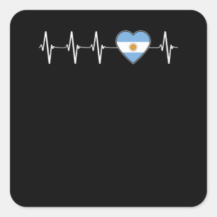 Sticker Carré Argentine Heartbeat I Love Argentina Flag Heart