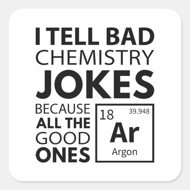 Sticker Carré Argon, blagues sur la chimie (Devant)